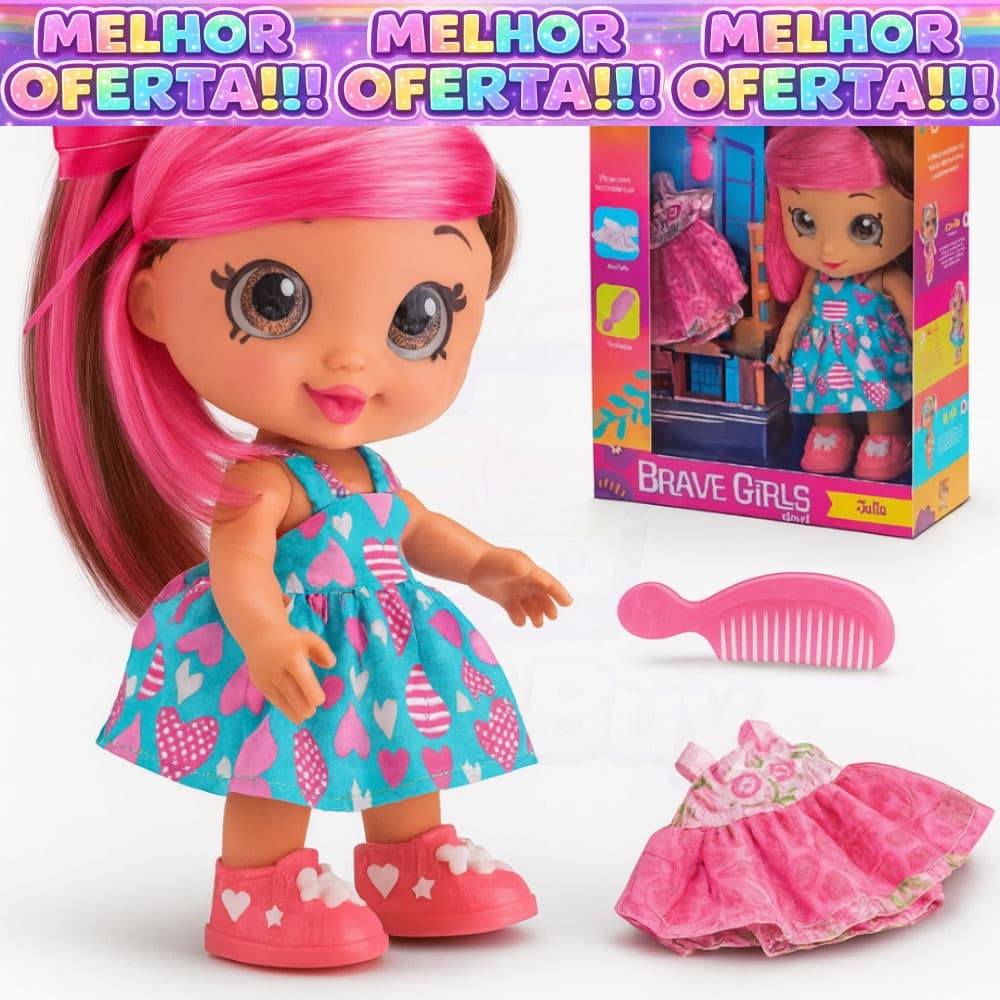 Boneca Julie Closet com Acessórios Lançamento - Boneca Brave Girls - Envio Imediato - Bee Toys
