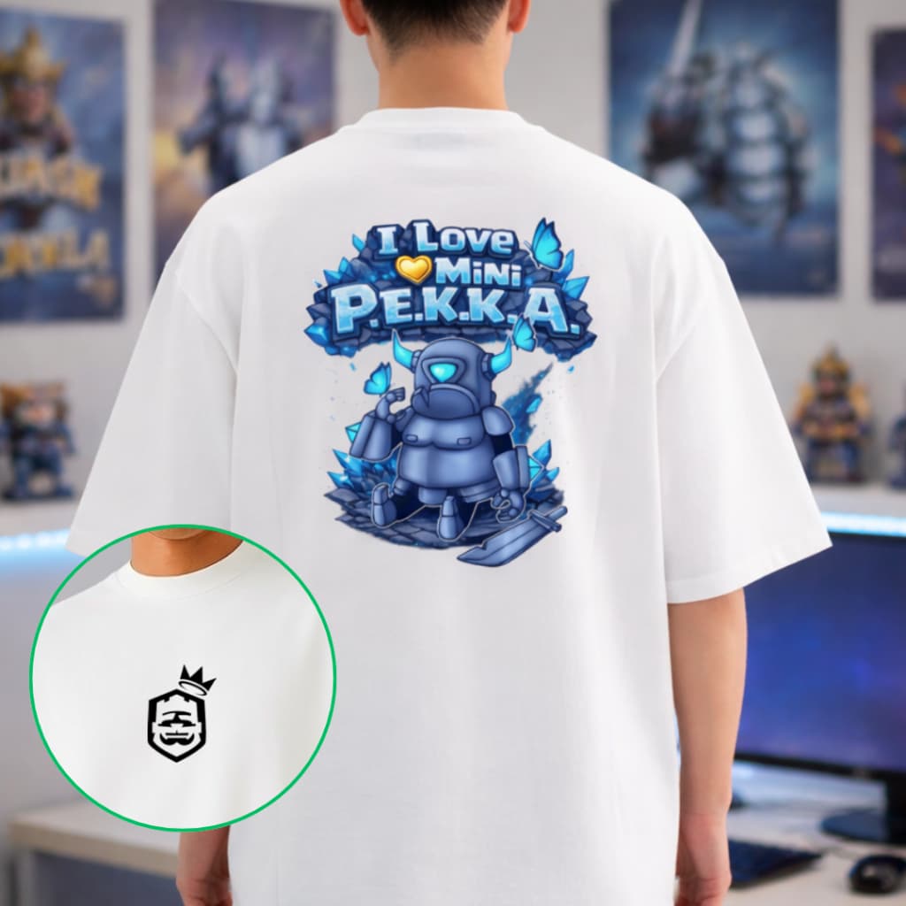 Camiseta Oversized Unissex Estilo Geek Personalizada Estampa Clash Royale Mini Pekka