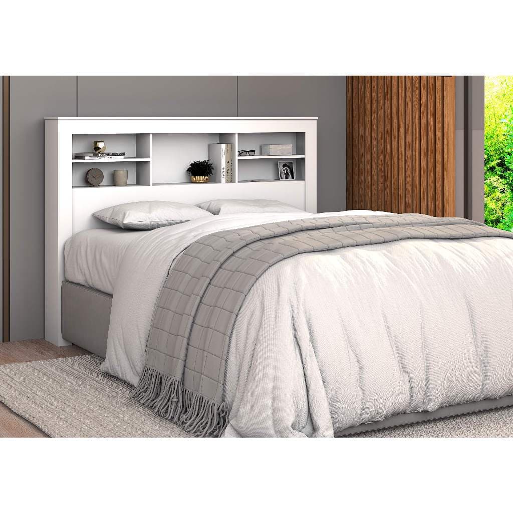 Cabeceira para Cama Box Solteiro Elegance Vita Decor com Prateleiras - Estilo Moderno