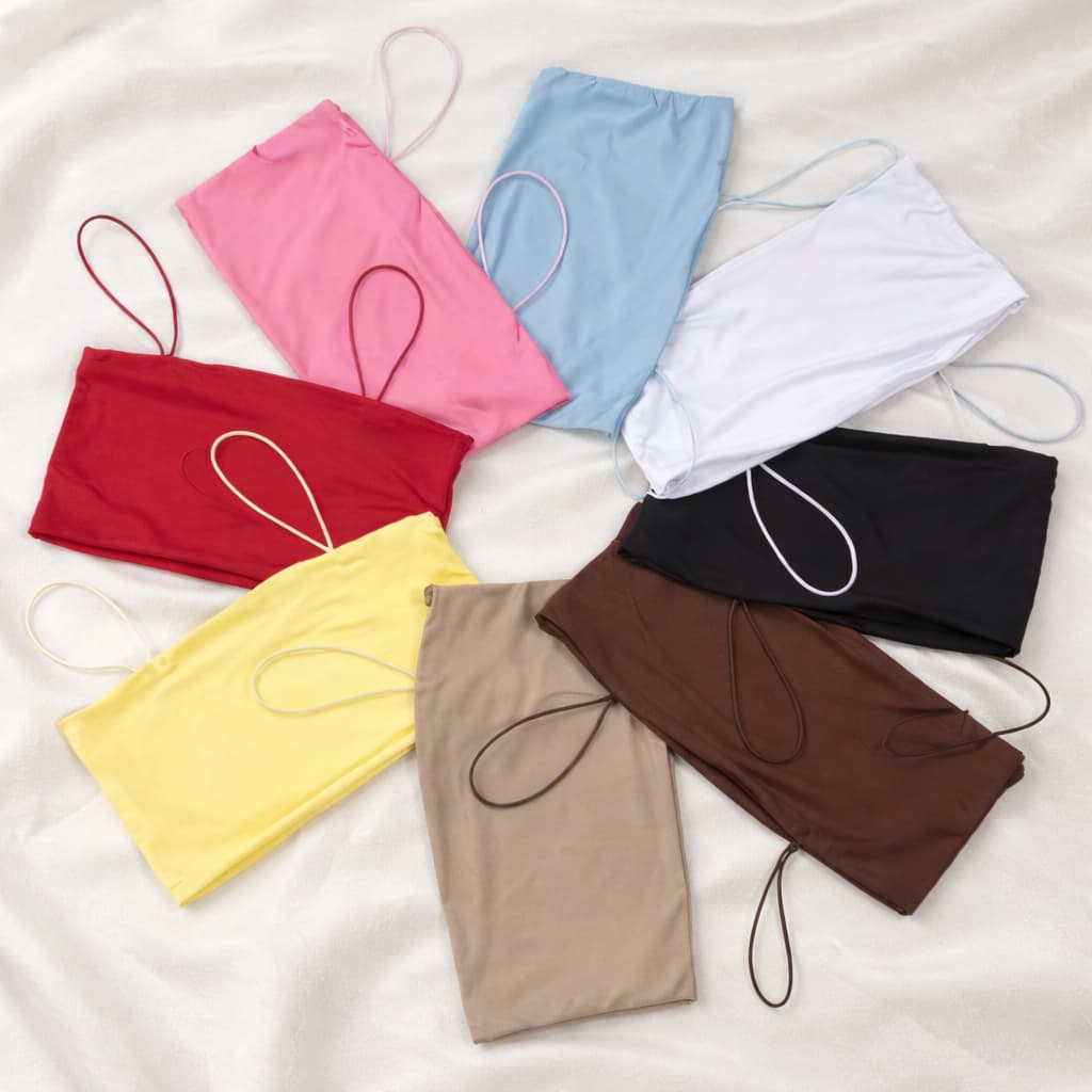 Top Cropped Faixa Feminino Suplex Forro Duplo Verão Alça Fina
