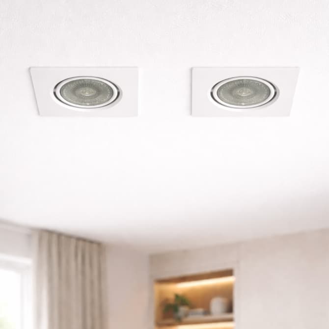 Embutido Face Quadrada Orientável p/ mini dicroica (MR11) 35W- Design Moderno 8x8x6xm