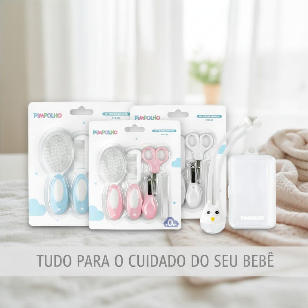 Kit Pimpolho com 5 Peças + Aspirador Nasal – Higiene e Cuidado Completo para Bebês