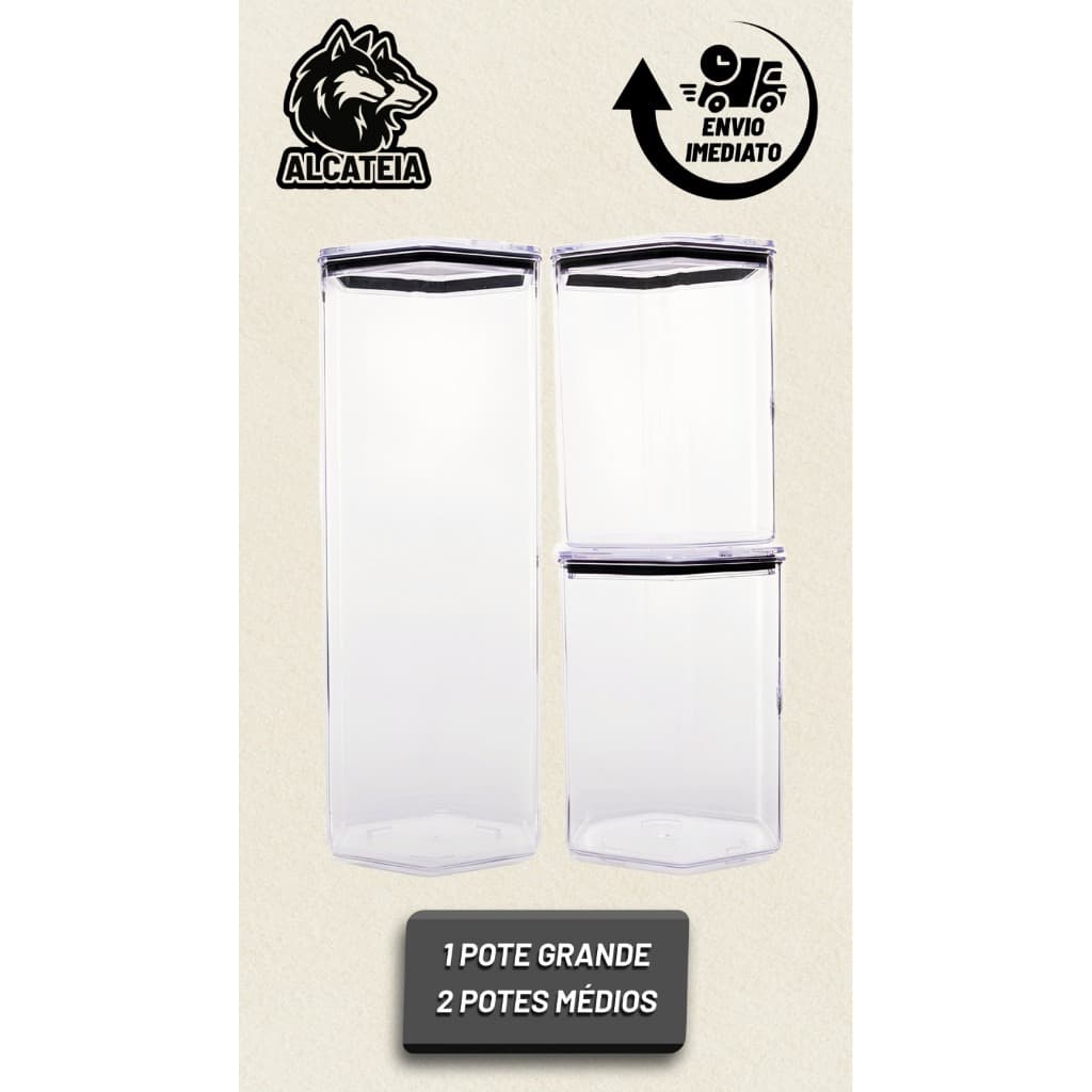 Kit 3 Potes Hermeticos Sextado Envio Imediato
