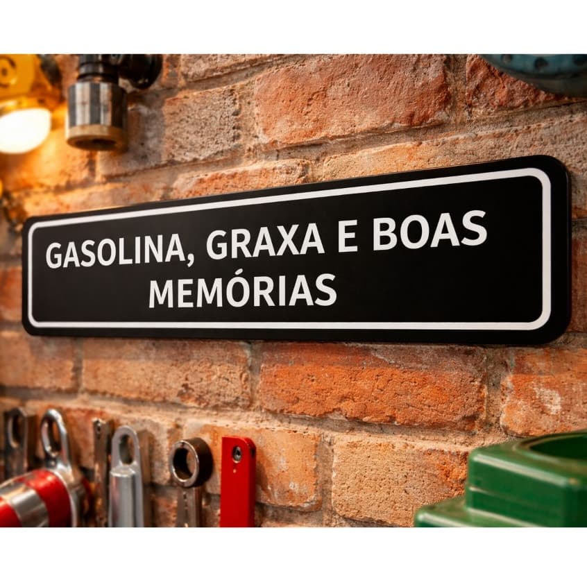 Placa decorativa MEMÓRIAS 20x5cm Plaquinha PLA com frases divertidas Escrita em Relevo CARRO MOTO