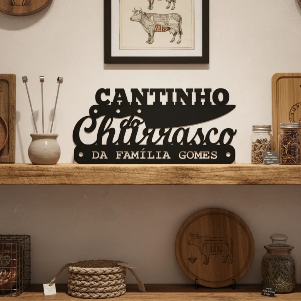 Placa Decorativa Cantinho Do Churrasco Personalizada Nome