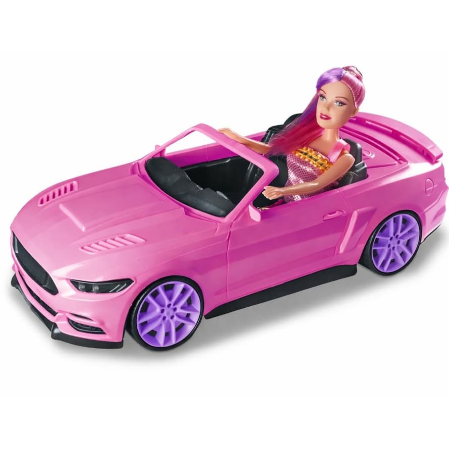 Carro Conversível de Brinquedo Rosa com Boneca Infantil–Carrinho Divertido +3 Anos Presente Criativo