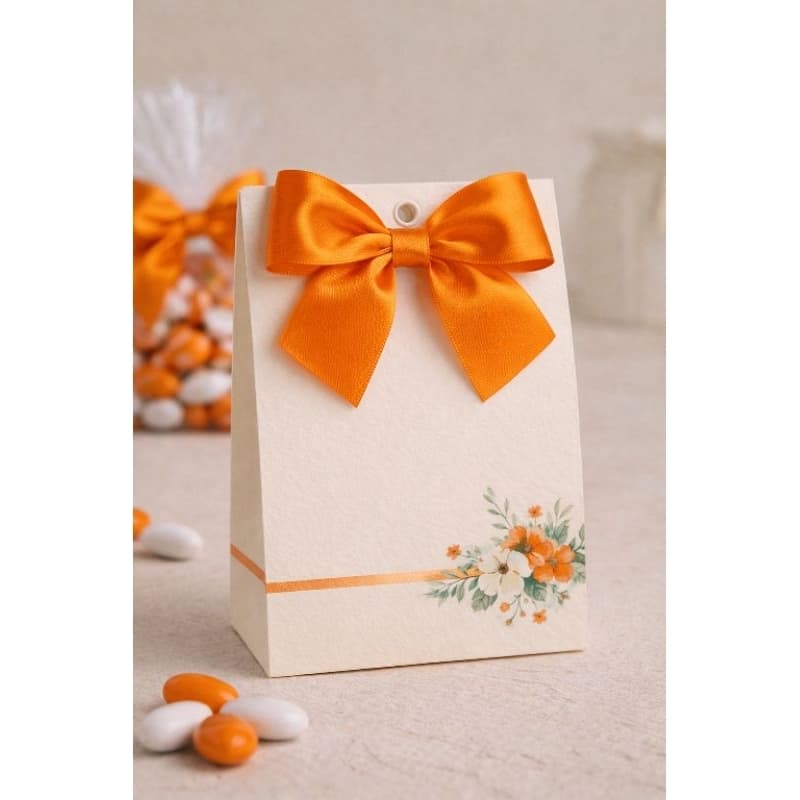 Laços de Cetim Laranja com Fio Encerado – 8x8cm Ideal para Lembrancinhas e Artesanato Envio Imediato