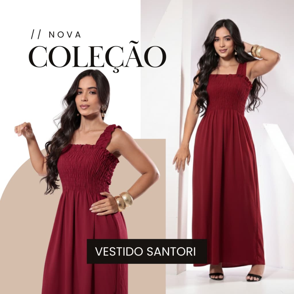 Vestido Feminino Longo SANTORI - Com Alça De Babado Tecido Duna Premium