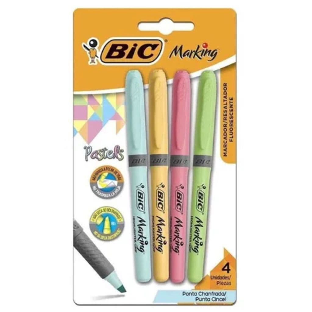 Marca Texto Pastel Bic Intensity 4 Cores