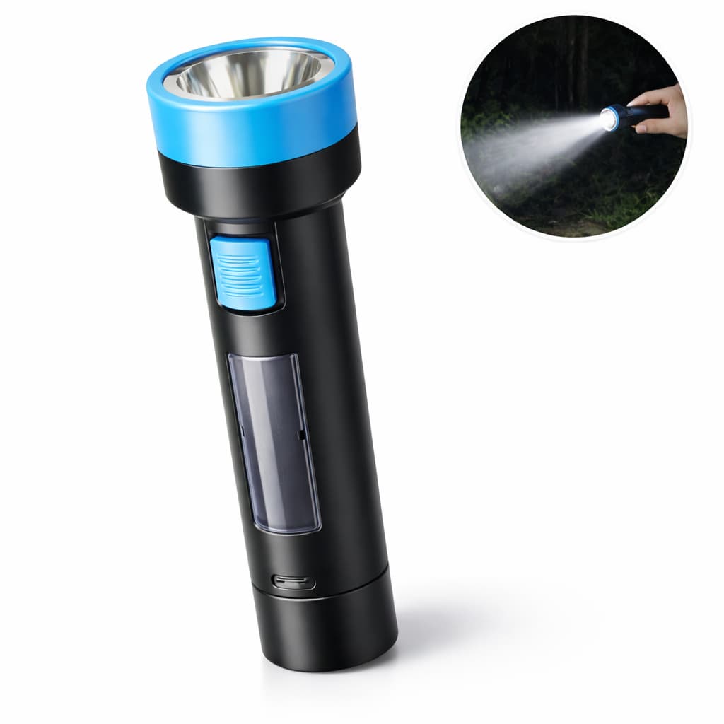 Lanterna Tática Led Com Placa Solar Bateria Recarregável Portátil