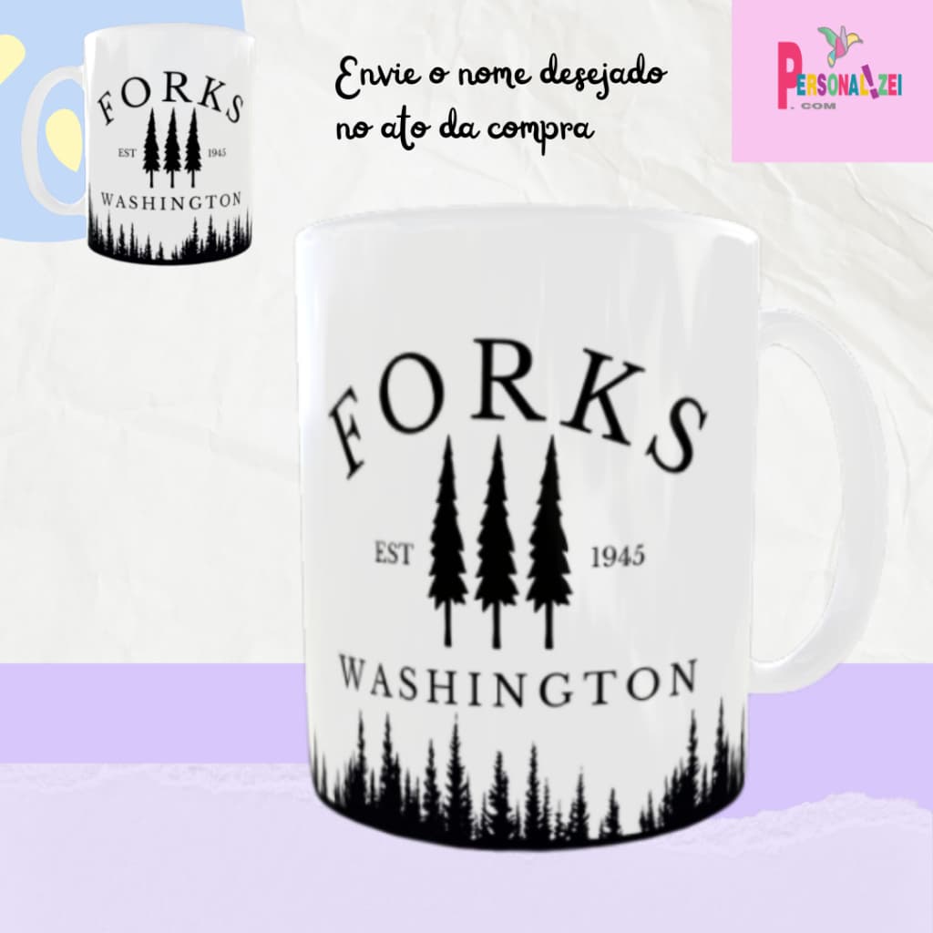 Caneca Personalizada Crepúsculo Forks Porcelana Xícara Personalizada Crepúsculo