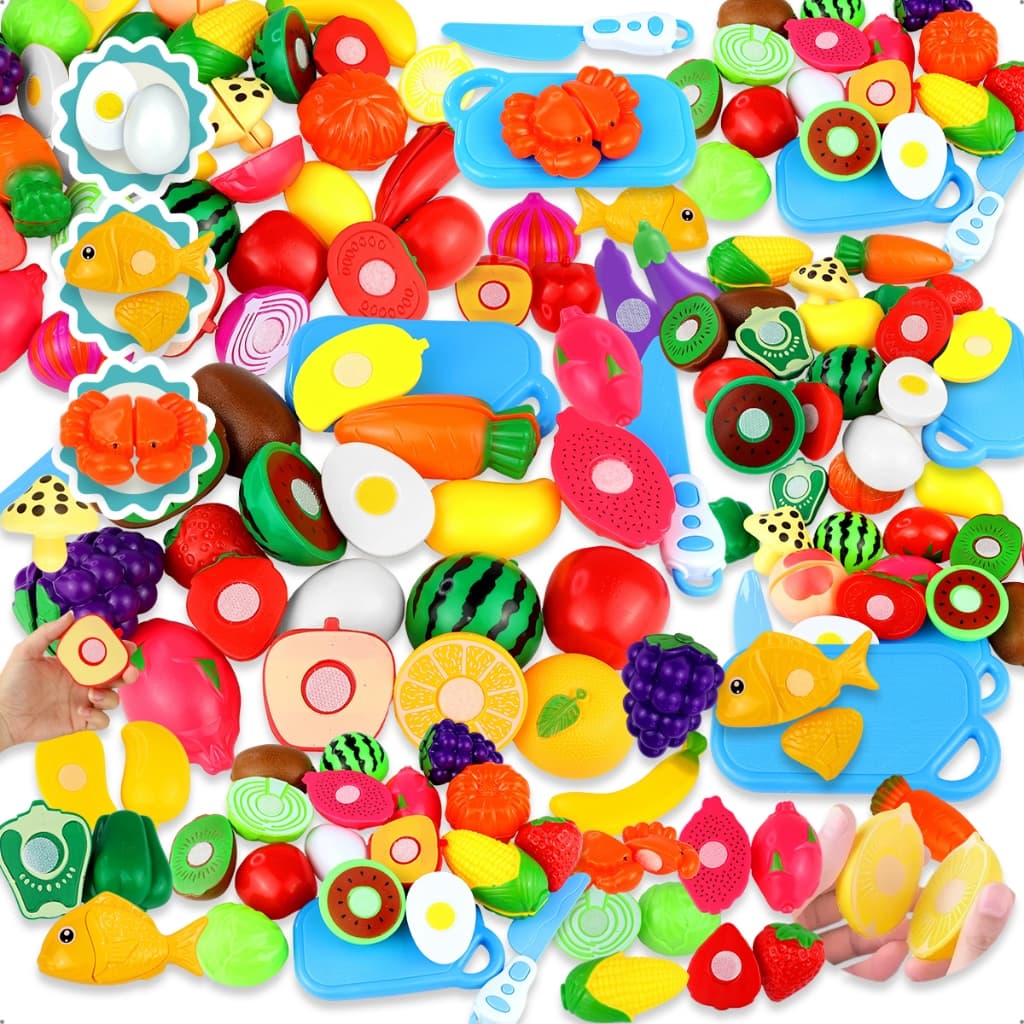 Brinquedo Educativo Infantil Cozinha E Mercado Com Frutas De Cortar Coordenação Motora