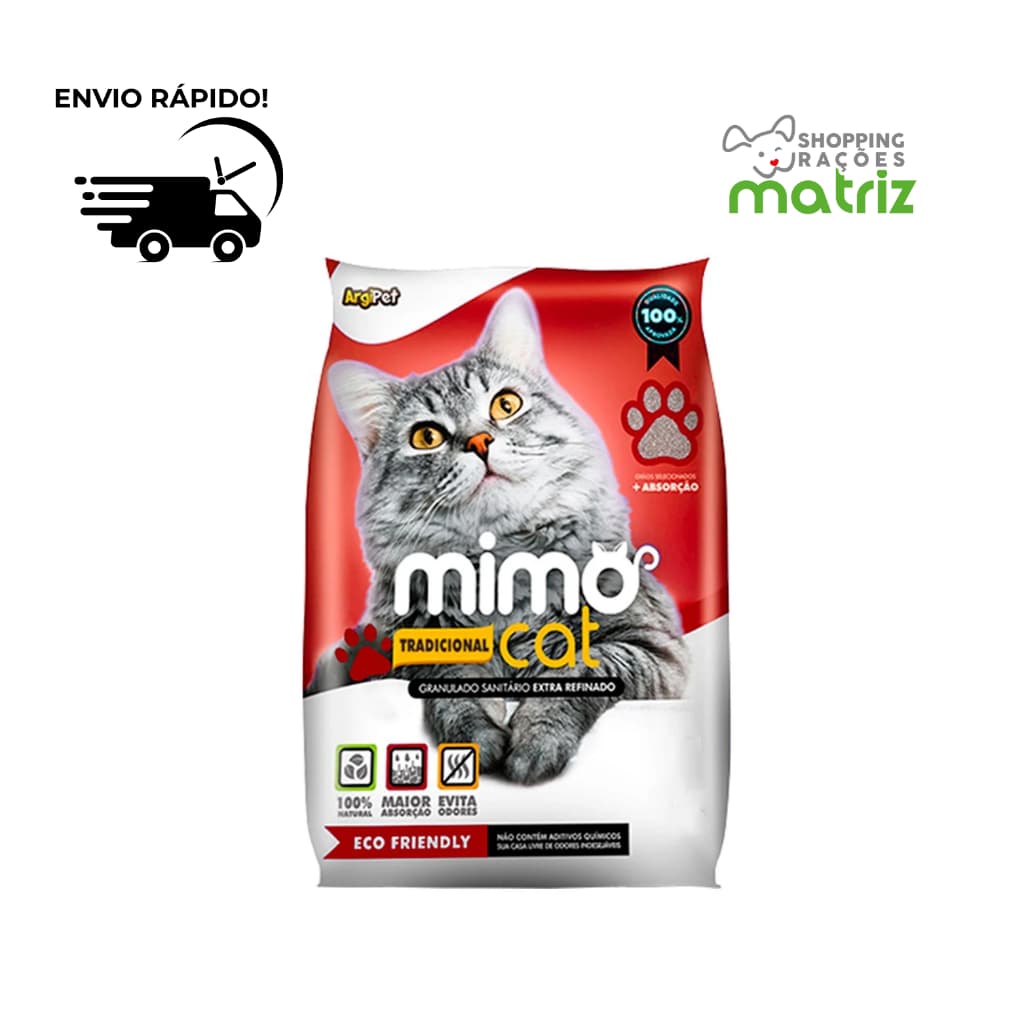 Kit Areia Sanitária Higiênica Argila Natural para Gatos Grãos Médios Tradicional Mimo Cat até 20Kg