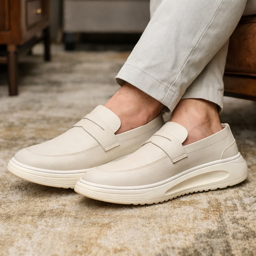 Mocassim Masculino Slip On Sola Alta Antiderrapante Sapato Social Super Confortável