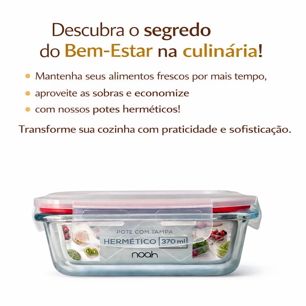 Pote de Vidro com Tampa Hermético  370 ml  Vasilha Frasco Recipiente Vasilhame Organizador Alimentos