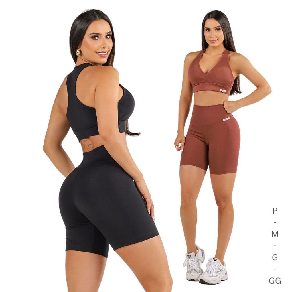 Conjunto Fitness Feminino Top Short Suplex Zero Transparência Alta Sustentação