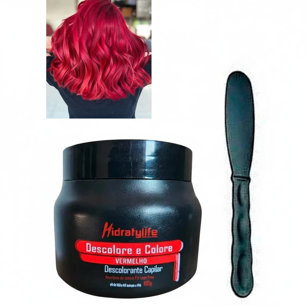 Pó Descolore e Colore Vermelho Mairibel/Hidraty Profissional 100g