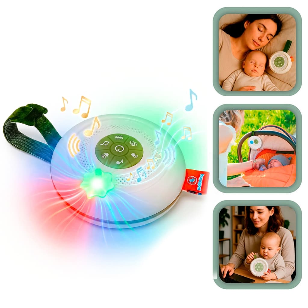 Reprodutor Portátil de Som para Sono Infantil Música e Ruído Branco Auxiliar Sono com Música e Luz