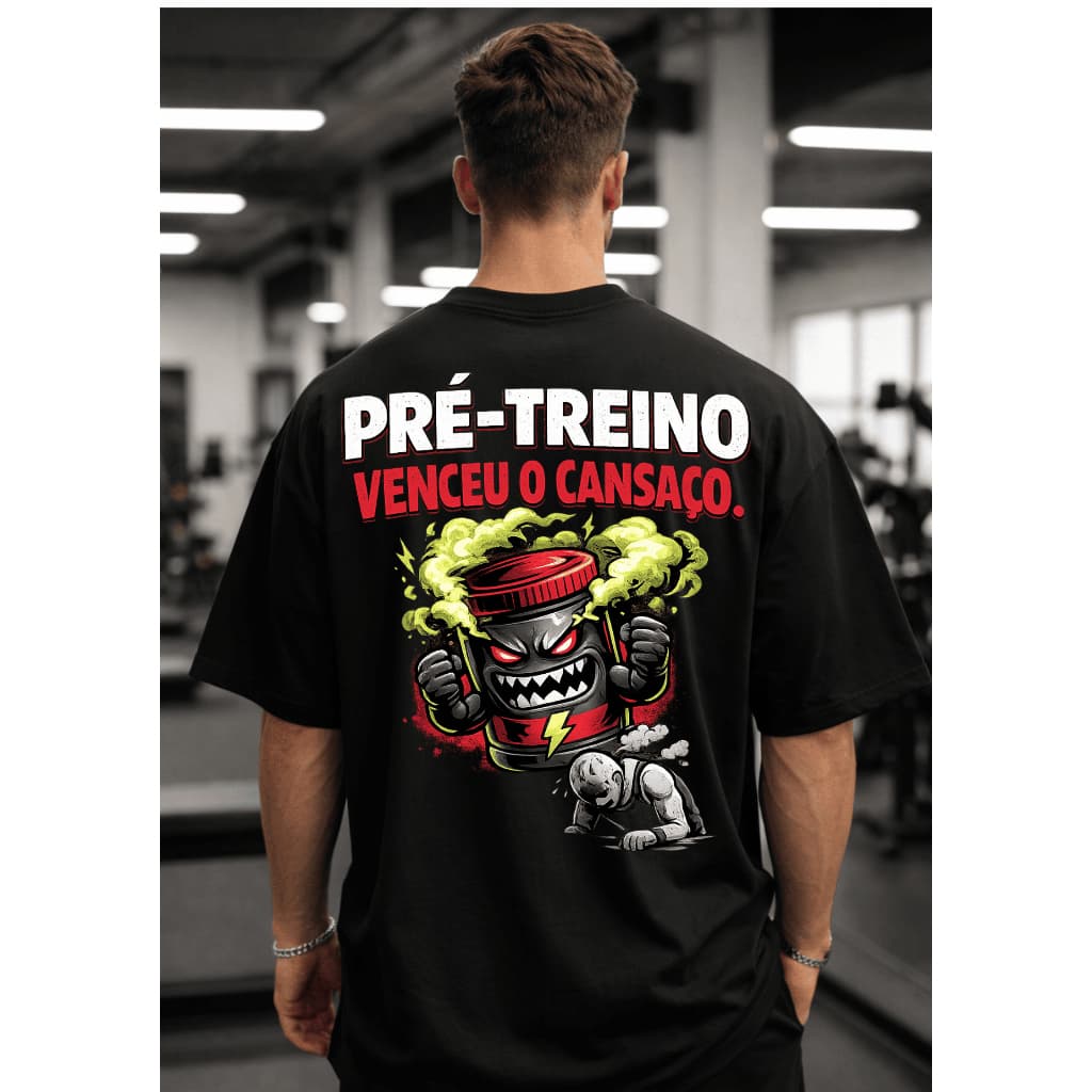 Camiseta Oversized Musculação Pré Treino Venceu o Cansaço Academia Maromba Camisa Algodão
