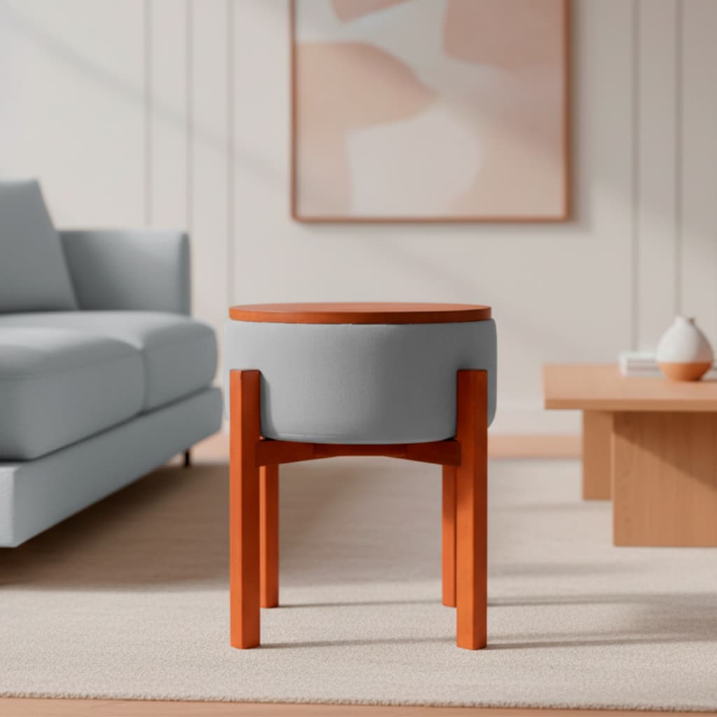 Puff Mesa Zeca Decorativo em Linho – Versátil, Conforto e Design Moderno