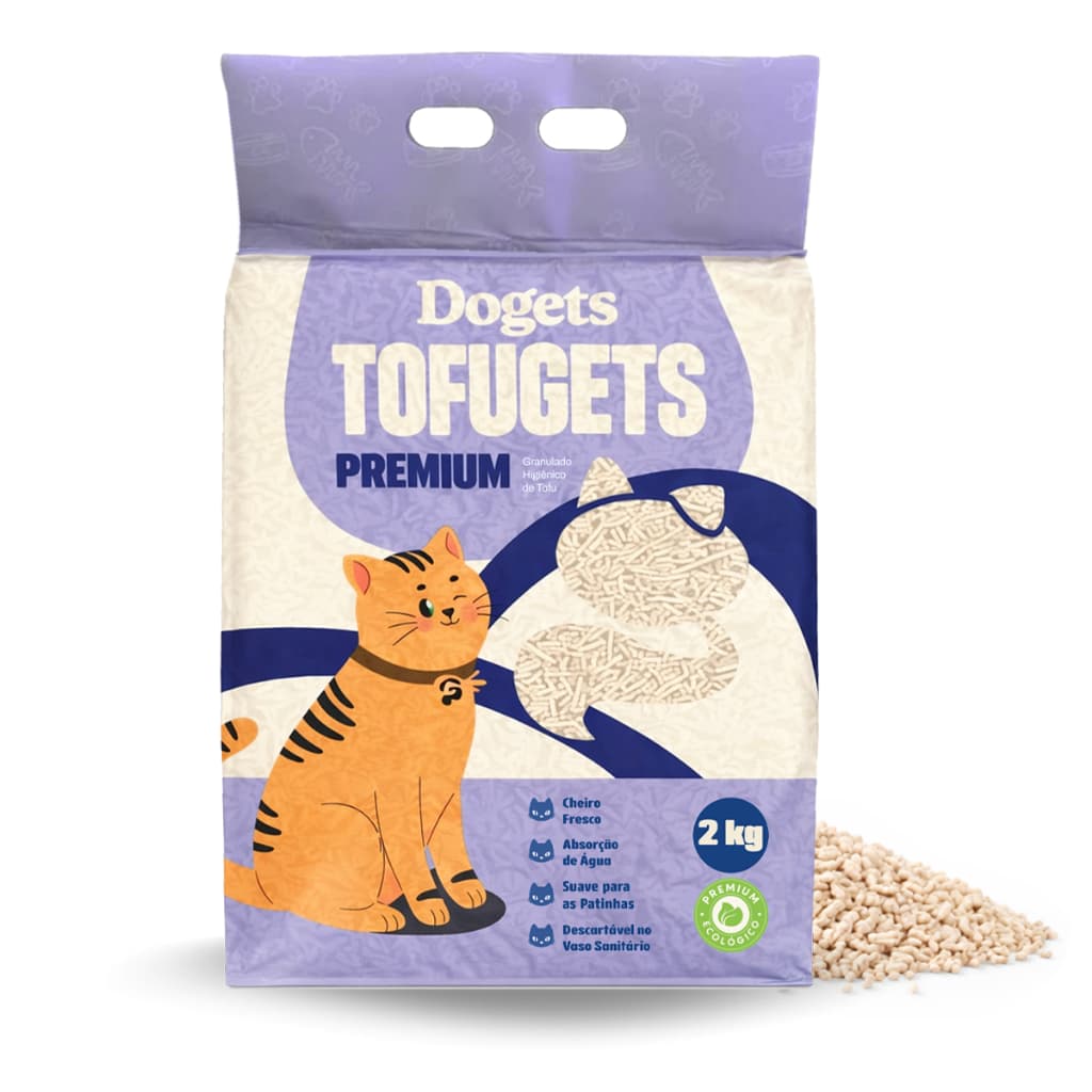 Areia Para Gato Tofu 2 kg Vegetal Higiênica Antiodor Areia Gato Premium Sanitária