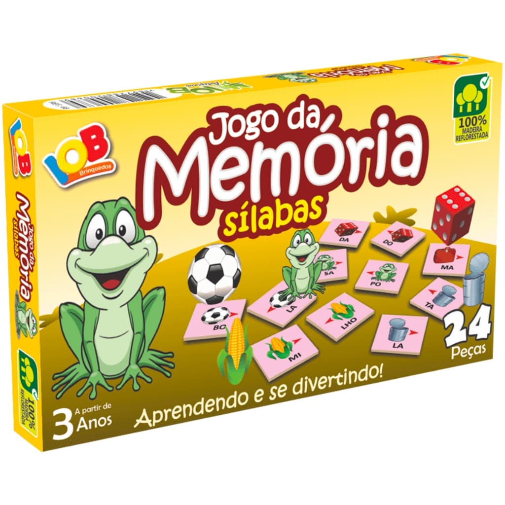 Jogo da Memória Sílabas 24 peças IOB Madeira Reflorestada