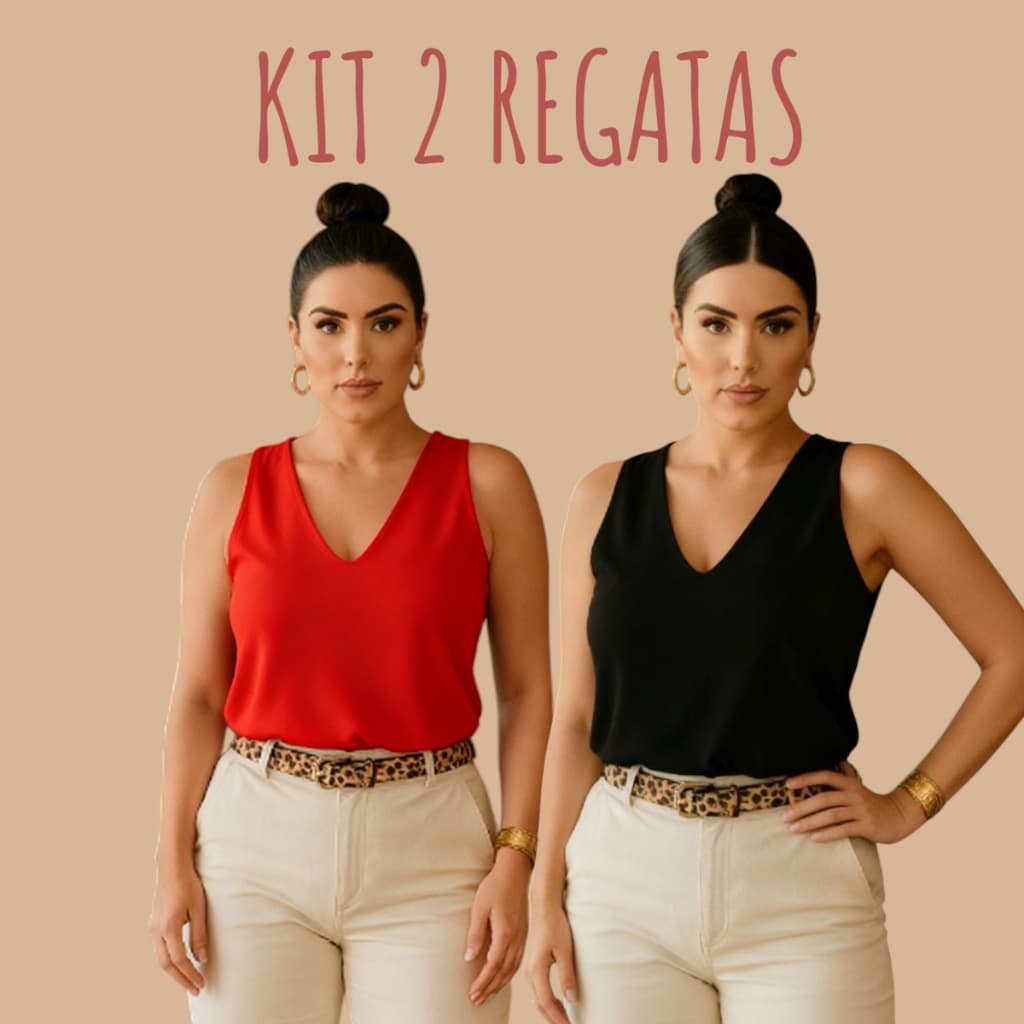 Kit 2 Regatas Femininas Duna Alça Larga Confortáveis Tamanhos M ao GG