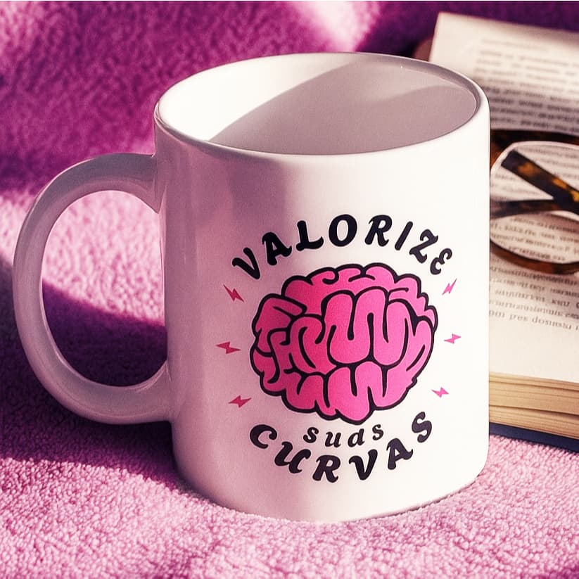 Caneca Valorize Suas Curvas Presente Criativo em Cerâmica 325ml