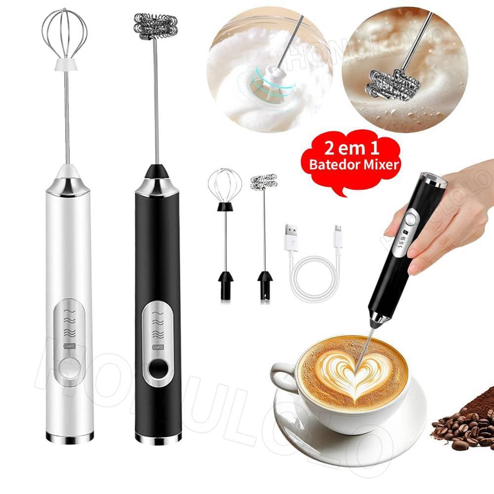 Mini Mixer Portátil Elétrico Misturador Bebidas Café Shake USB Recarregável Cozinha Cafe Ovo