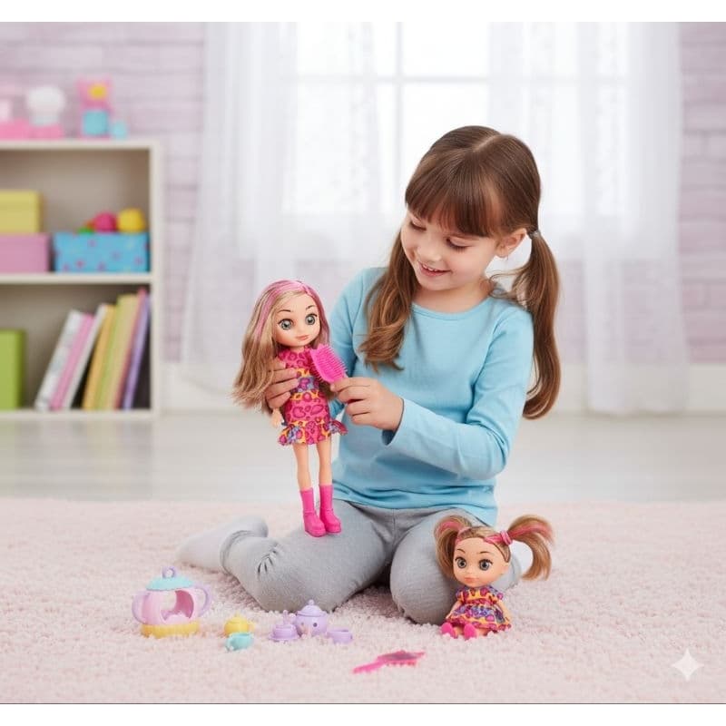 Boneca Juju Mommy Mamãe E Filhinha Com Acessórios Brinquedo Infantil Menina Presente Realista Envio Imediato