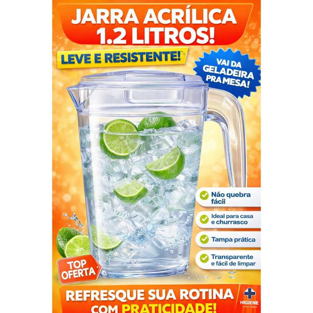 Jarra p/ suco 1,2 lts acrílica Ercaplast