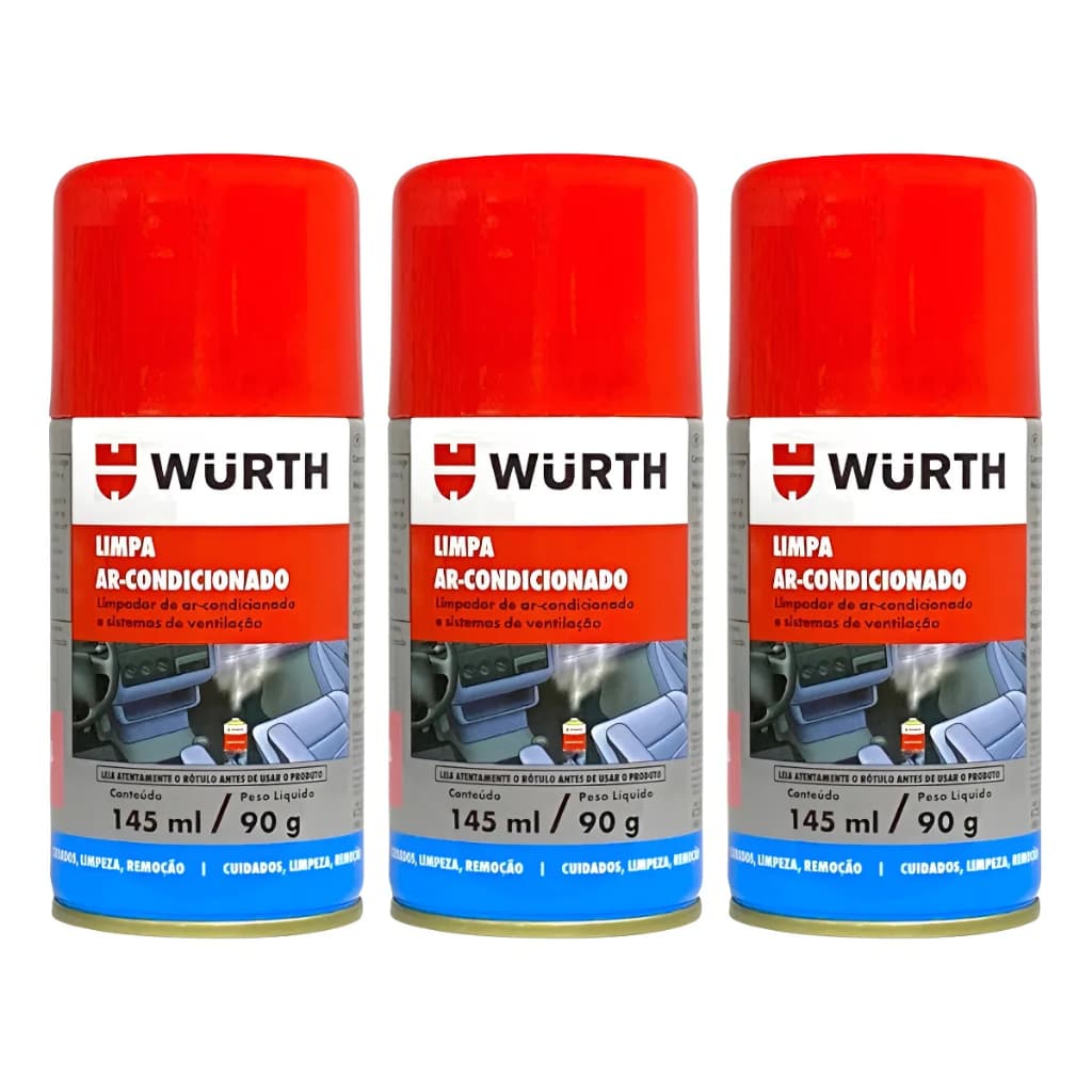 Wurth - 3x Limpa Ar Condicionado Carro novo (Higienizador Limpeza Aroma)