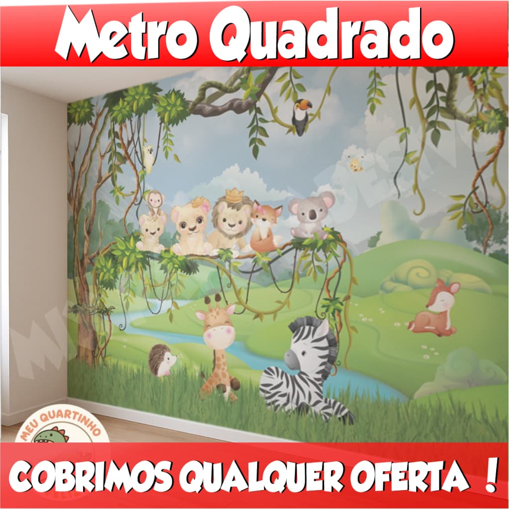 Papel de Parede  Safari para quarto PAREDE TODA + Nome  M² parede total