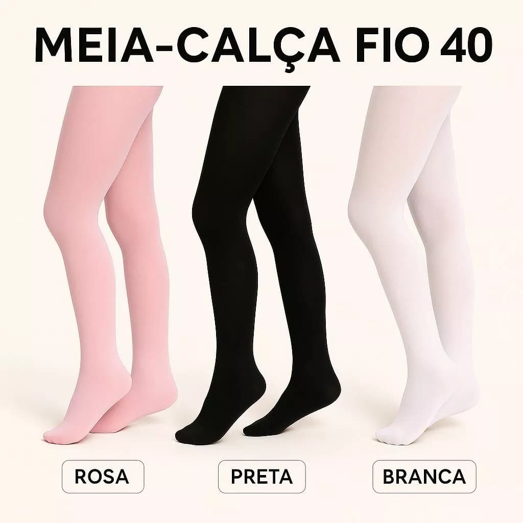 Meia Calça Infantil Fio 20/ 40 com Toque Suave para Ballet e Jazz