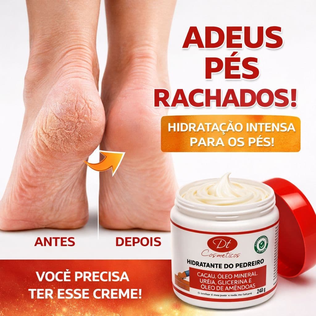 Creme Hidratante de Ureia Para Pés Ressecados e Rachados Hidrata e Nutre a Pele Removendo a Aspereza