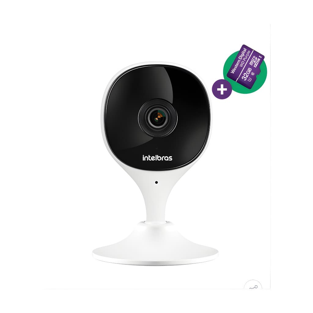 Câmera intelbras Wi-Fi com Microfone Cartão de Memória Micro SD de 32GB WD Purple - Função BABÁ Eletronica