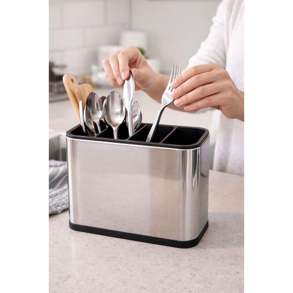 Porta Talheres em Aço Inox Art House com Base Removível e Escoamento – 1 Unidade