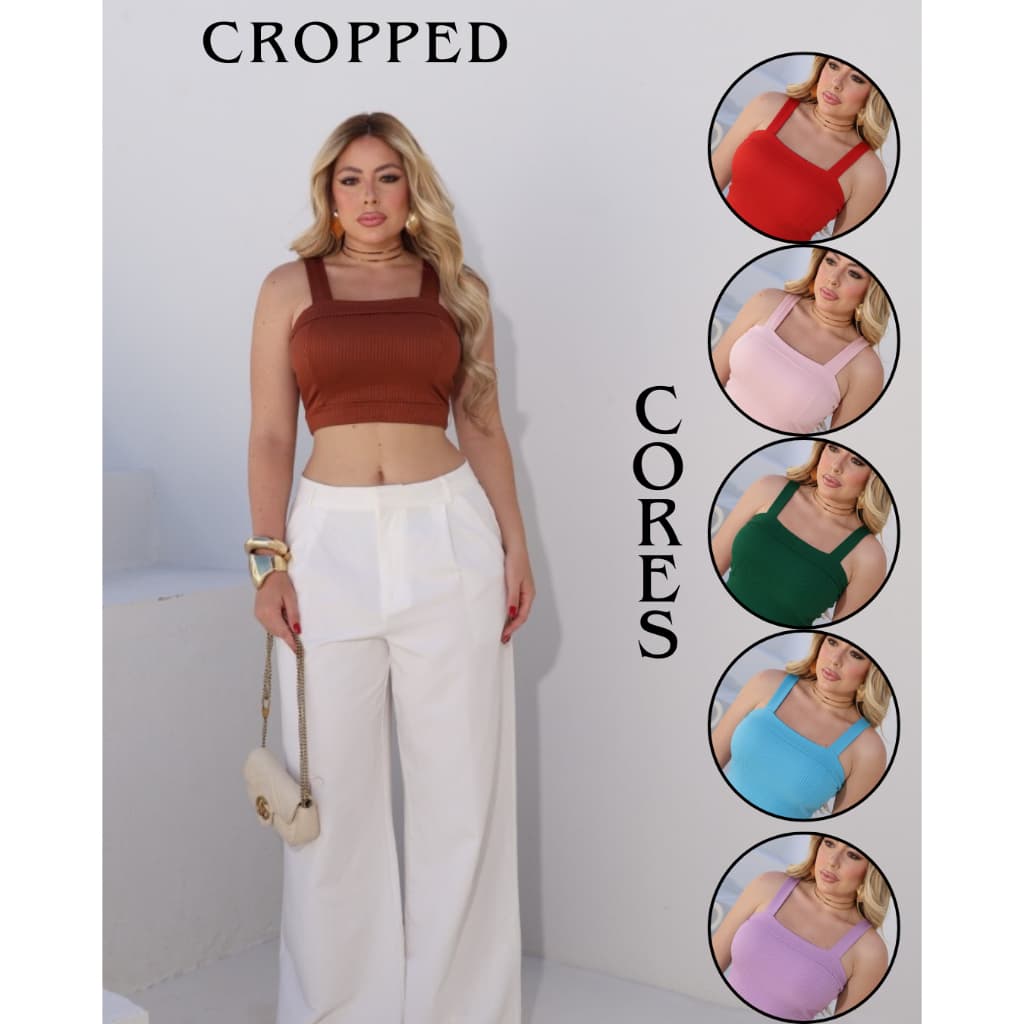 Ceopped de Alça Feminino Liso estilosa confortavel