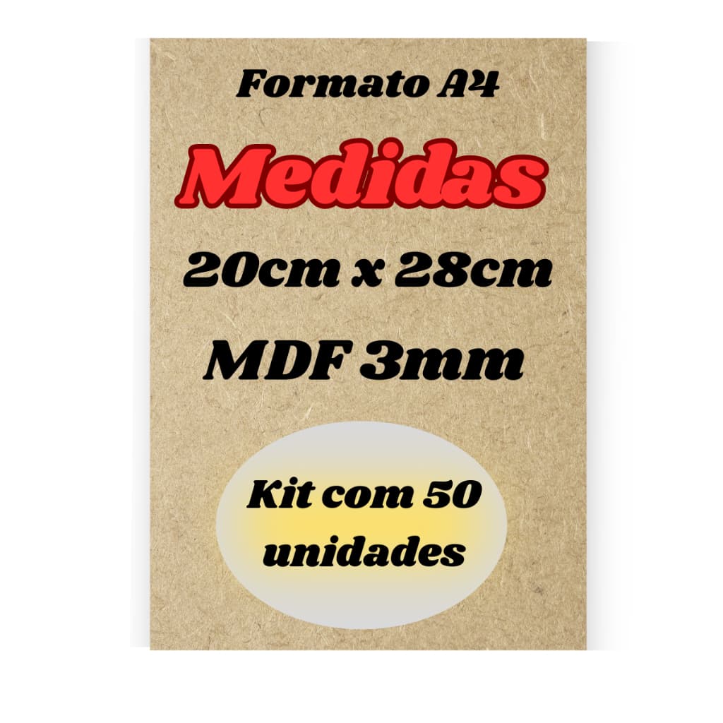 Kit 50und Chapa Mdf A4 20x28cm Para Artesanato MDF CRÚ