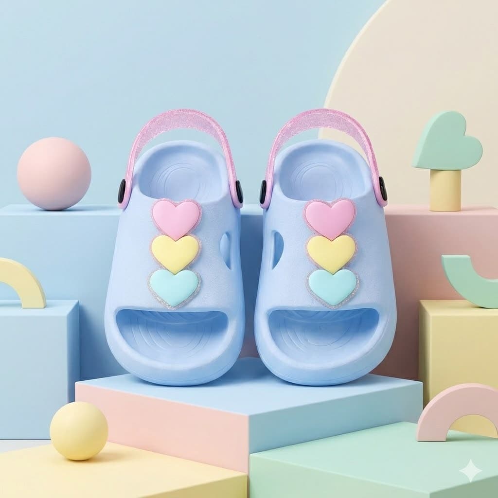 Chinelo Infantil Menina Nuvem Corações Colorido Fofo Macio Delicado Leve