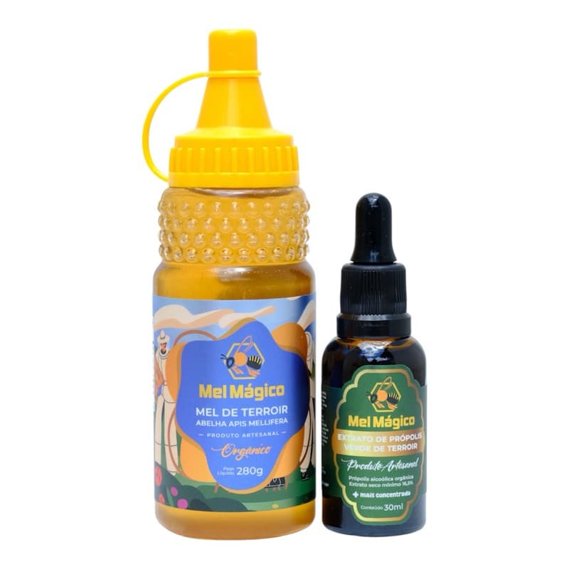 Kit 1x Mel Puro Bisnaga 280g + 1x Extrato de Própolis Verde Concentrado 30ml