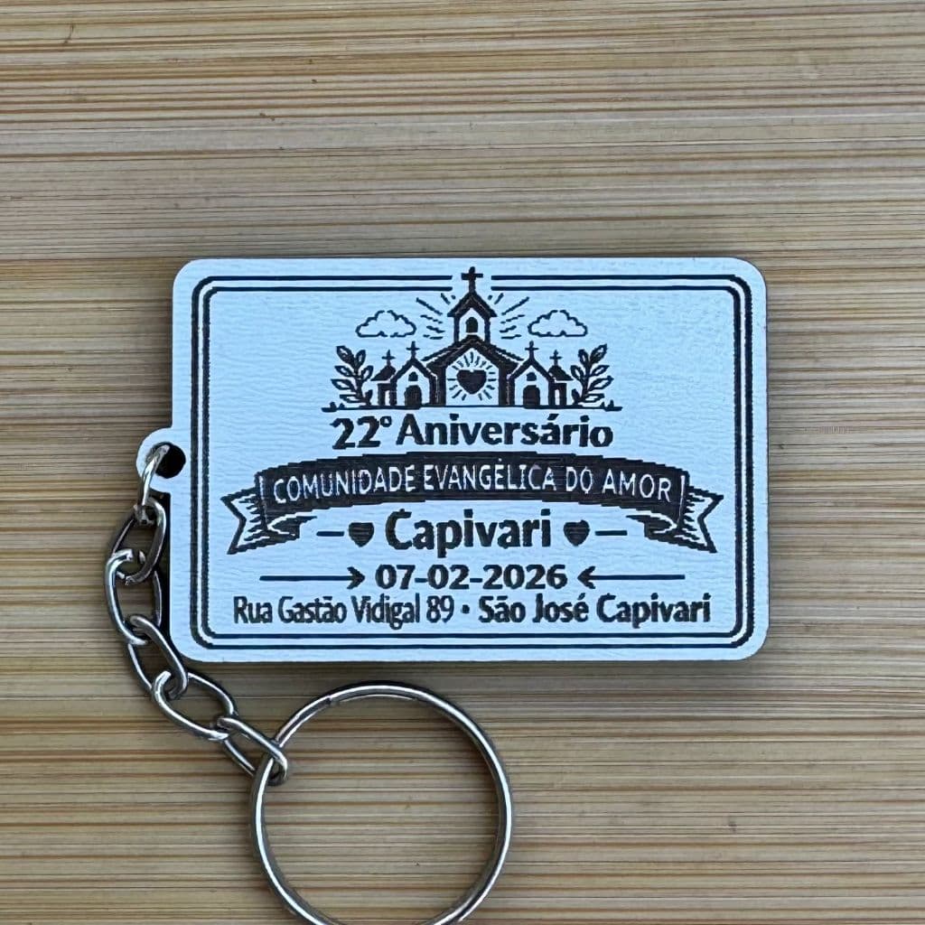 Kit Chaveiros Personalizados MDF Aniversário de Igreja Lembrancinha Evangélica