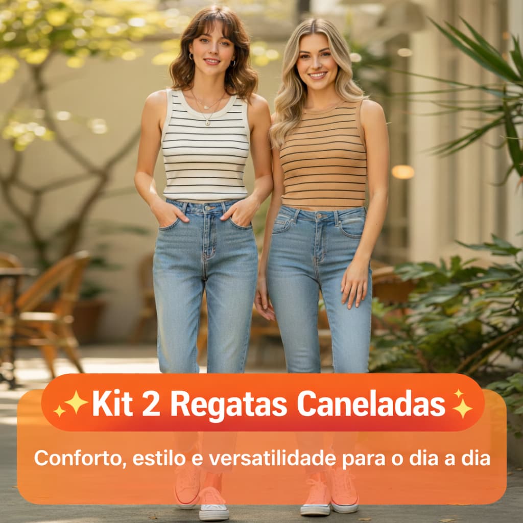Kit 2 Regata Canelada Feminina Alça Larga – Casual e Moderna