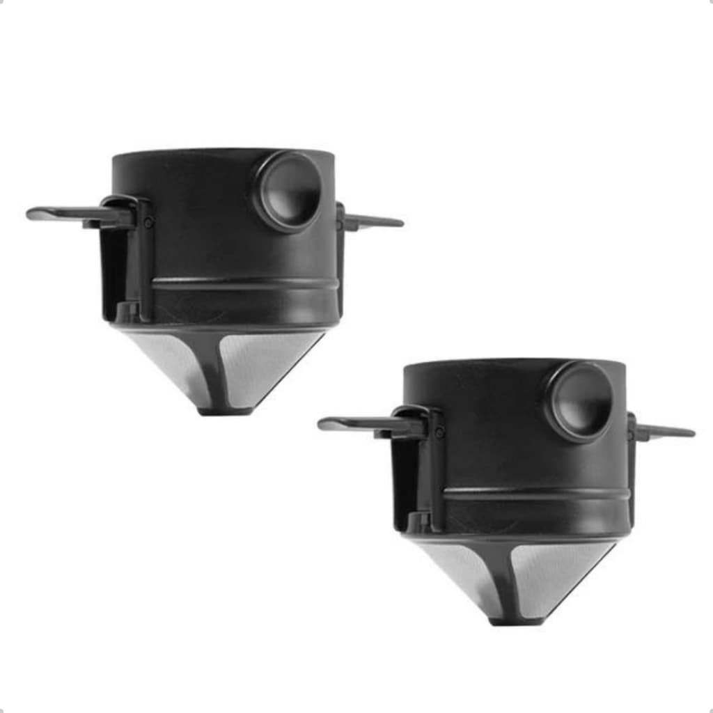 Conjunto Kit Com 2 Mini Filtro De Café Chá Coador De Café Reutilizável Portátil Inox Viagem Trabalho