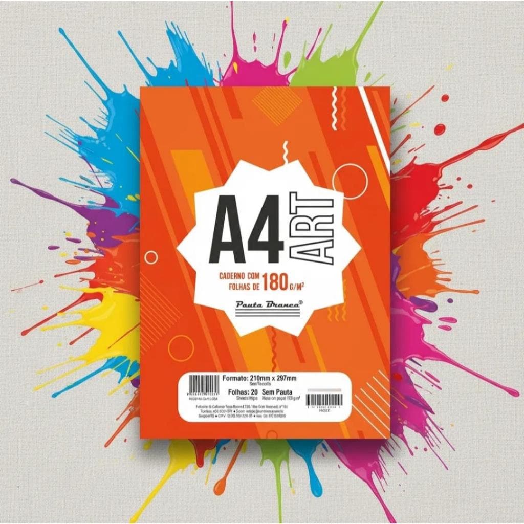 Bloco Branco A4 Art 180g Pauta Branca C/20fls