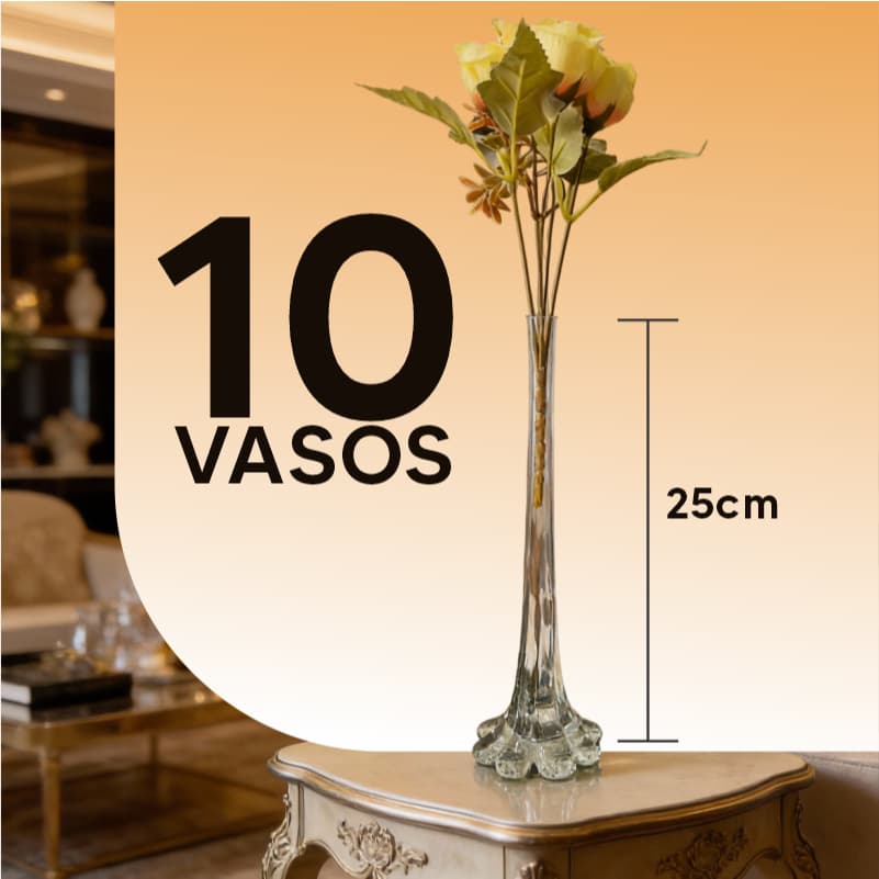 10 Vaso Solitário Tulipa Decorativo Para Centro de Mesa Festa Casamento 25cm