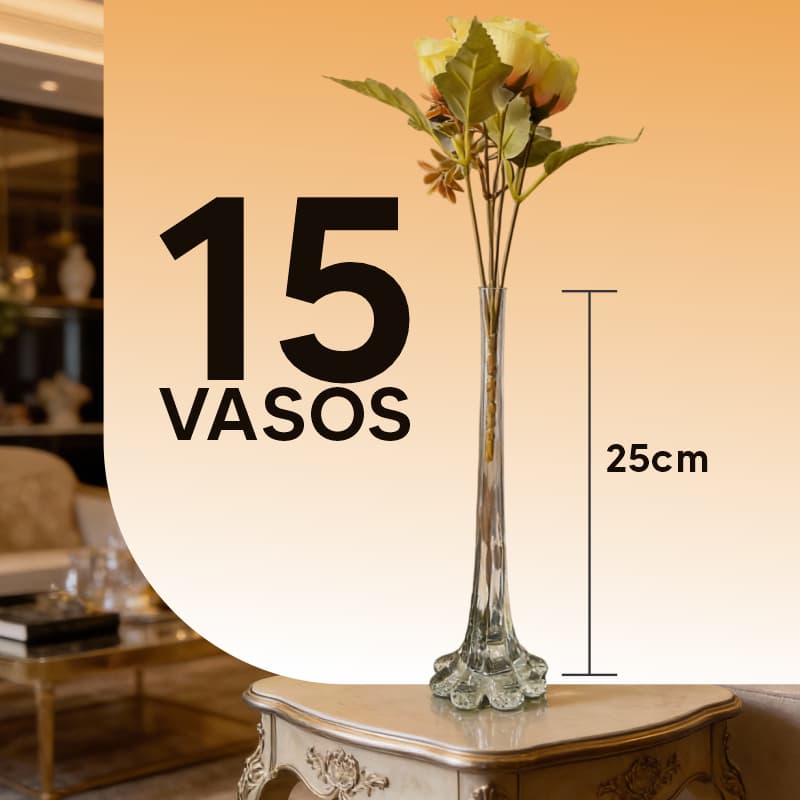 15 Vaso Solitário Vidro Para Centro de Mesa Festa Casamento 25cm