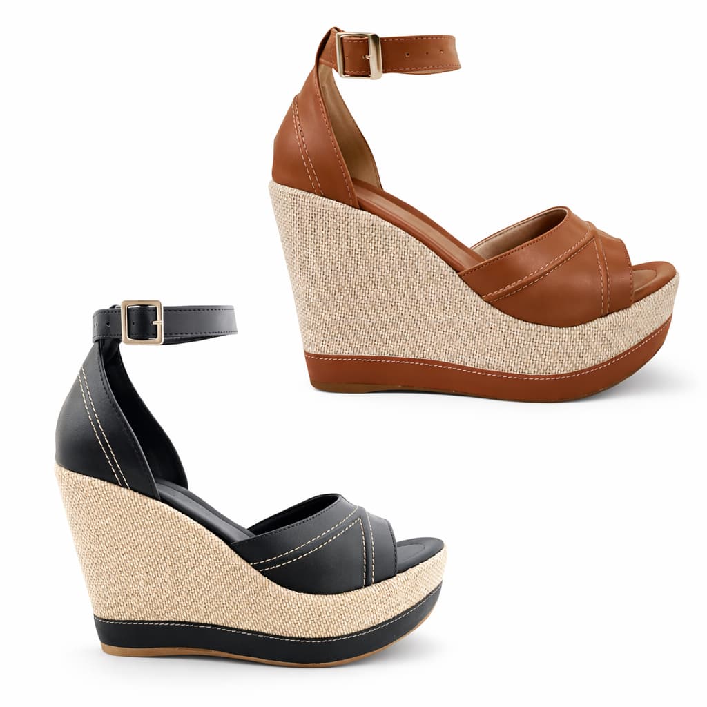 Kit 2 Pares Sandália Feminina Anabela Plataforma Salto Alto 11cm Várias Cores Blogueira Influencer