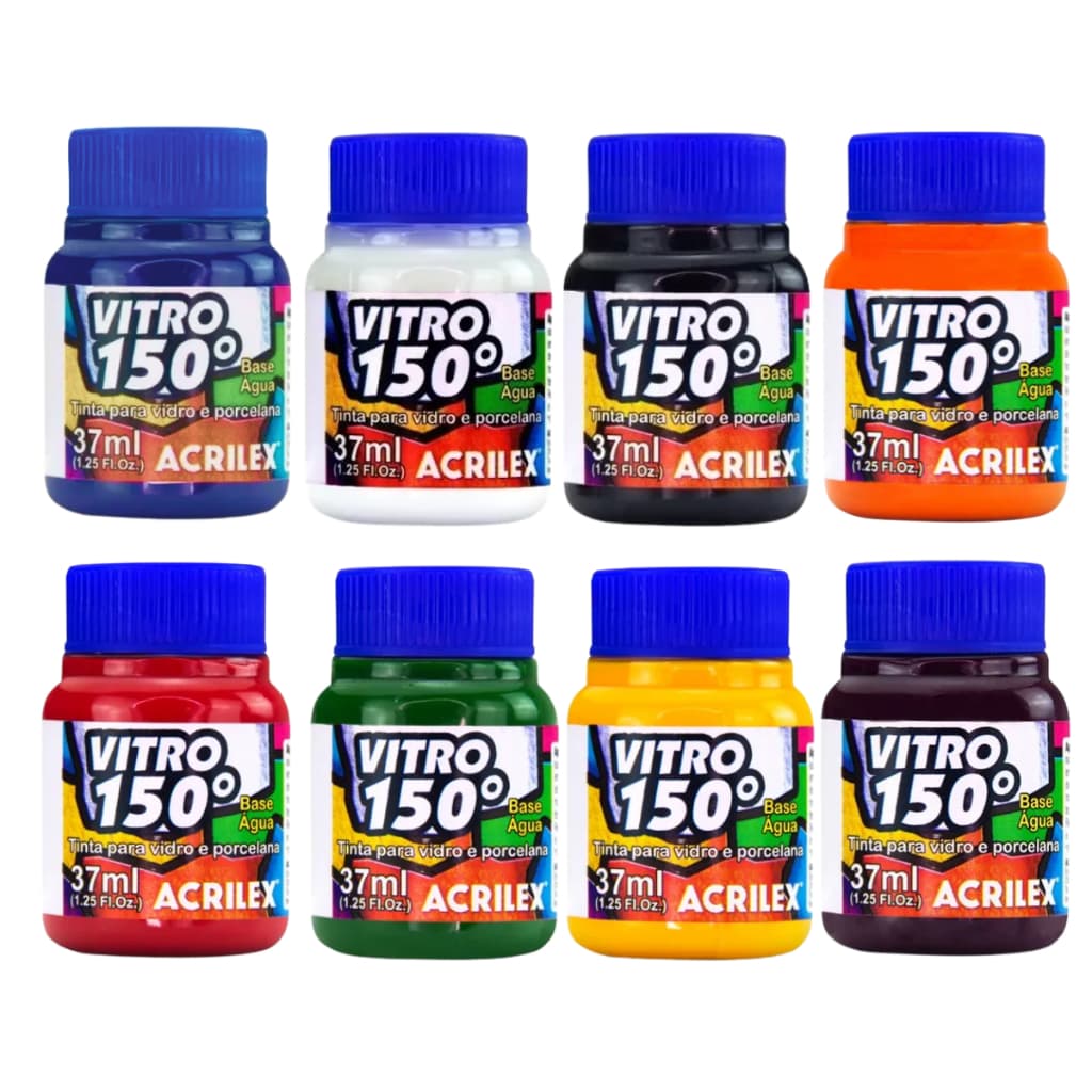 Kit 8 Tinta Vitro 150 37ml Acrilex