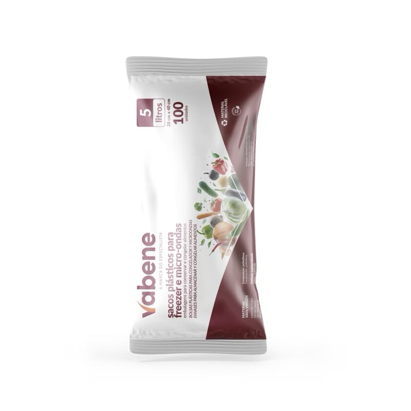 Saco para freezer e microondas 5 litros/ com 100 unidades
